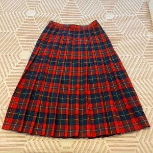 Vintage Pendleton Red Plaid Tartan Pleated Skirt